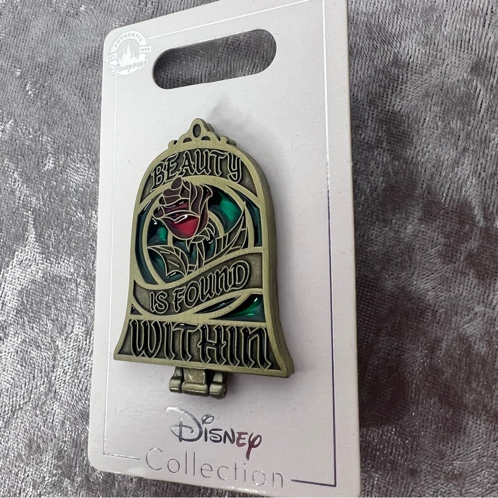 Disney pin Beauty and the beast mirror opens double pinned Mickey ears NWT - Picture 3 of 5